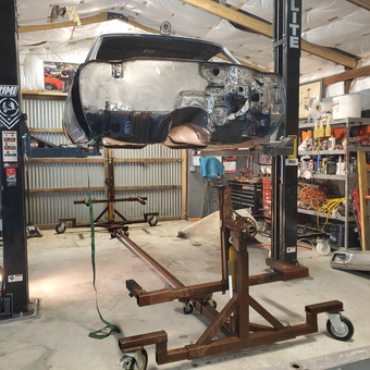 Classic Car Restoration on Lift in Organized Garage - Jim from Collinsville, OK