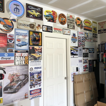 Garage Wall Decor with Mopar Signs and Car Posters - Jason from Summerville, SC