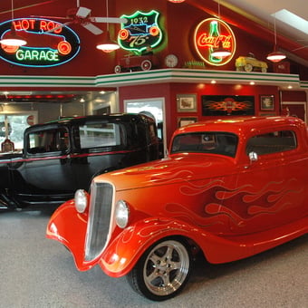 Classic Hot Rod Garage with Neon Signs and Vintage Cars - Walt from Temecula, CA