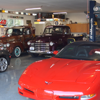 Classic Cars, Garage Lift, and Signs Display - Terry from Albany, OR