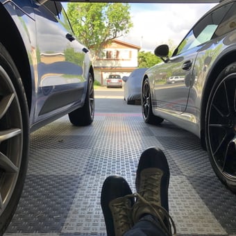 Porsche cars on diamond plate garage flooring - PorscheRB from Campbell, CA