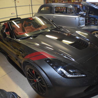 Modern Corvette and Classic Car in Organized Garage - ROYCE from COLUMBUS, OH