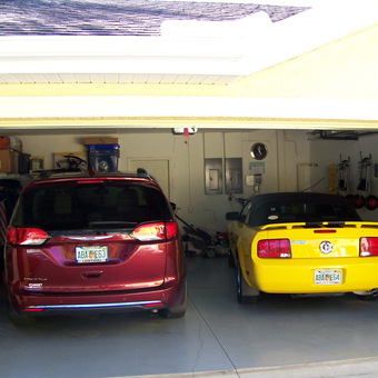 Organized Two Car Garage With Storage Racks and Tools - Gregory from Parrish, FL