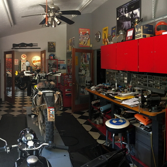 Motorcycle Garage with Red Cabinets and Tool Chests - Nicholas from Salt Lake City, UT
