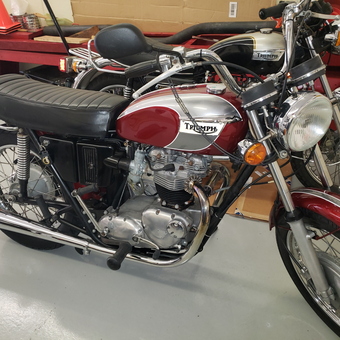 Classic Triumph Motorcycles in Organized Garage - Terry from Wilmington, OH