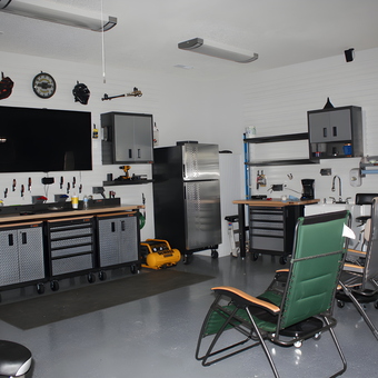 Modern Garage With Metal Cabinets and Workbenches - Tommy from Toney, AL