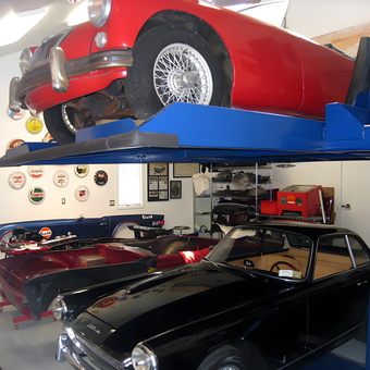 Classic Car Garage with Lift and Wall Decor - Sherman from New York