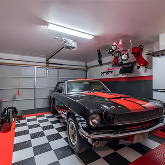 Classic Car Garage With Cabinets and Tile Flooring - THOMAS from CEDAR PARK, TX