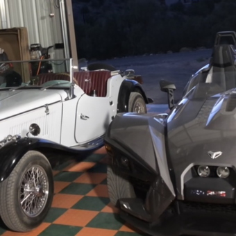 Classic Roadster, Modern Three Wheeler, and UTV in Garage - Bob-o from Kingman, AZ