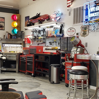 Organized Garage with Tool Cabinets and Neon Signs - Hamilton from Okeana, OH