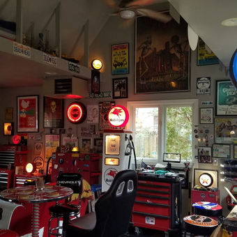 Vintage Garage Decor with Neon Signs and Tool Chests - HJL from Birmingham, MI