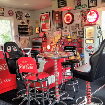 Retro Garage with Coca-Cola Decor and Mobilgas Pump - HJL from Birmingham, MI