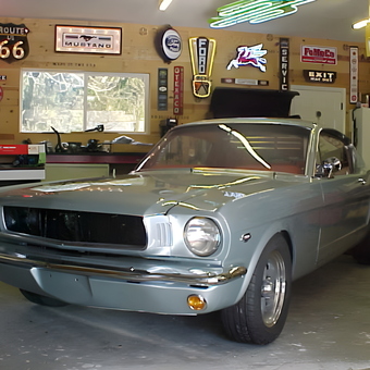 Classic Mustang in Decorated Garage with Neon Signs - Ron from Eagle, ID