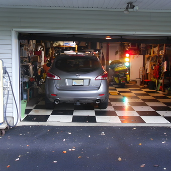 Classic Checkered Garage with Gas Pump and Car - John's Getaway from Stockholm, NJ