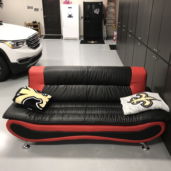 Modern Garage With Car Couch, Cabinets, and Fridge - Captndon from West Monroe, LA