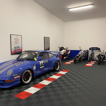 Custom Garage With Race Car, Motorcycles, Gulf Pump - JOHANN from LA BAULE