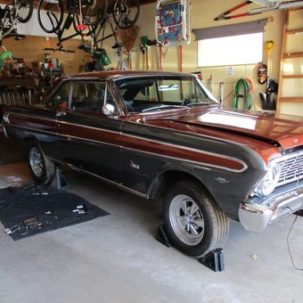 Classic car on ramps with garage tools and storage - Bill from Oakdale, MN