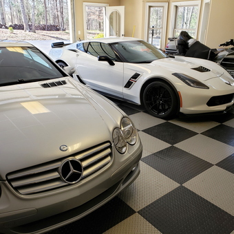 Luxury Cars and Motorcycles on Checkered Garage Floor - Nick from York, SC