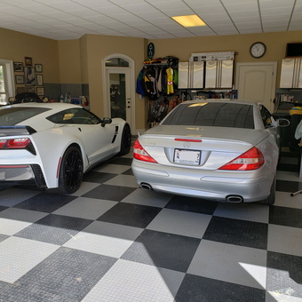 Checkered Garage Flooring with Sports Cars - Nick from York, SC