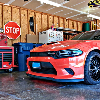 Organized garage with red tool chest and Dodge Charger - Jeremy from Maryville, IL