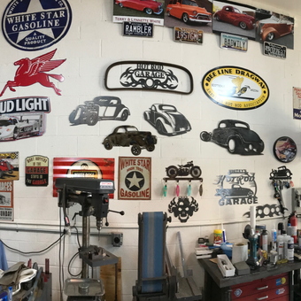 Garage with Wall Signs, Trophies, Tools, and Decor - Terry from Tucson, AZ