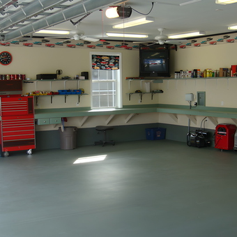 Organized garage with tool chest and wall shelves - Dave from Port Charlotte, FL