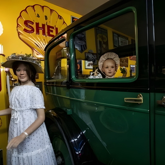 Vintage Shell Gas Pump and Classic Car Display - Rambler Ranch from Elizabeth, CO