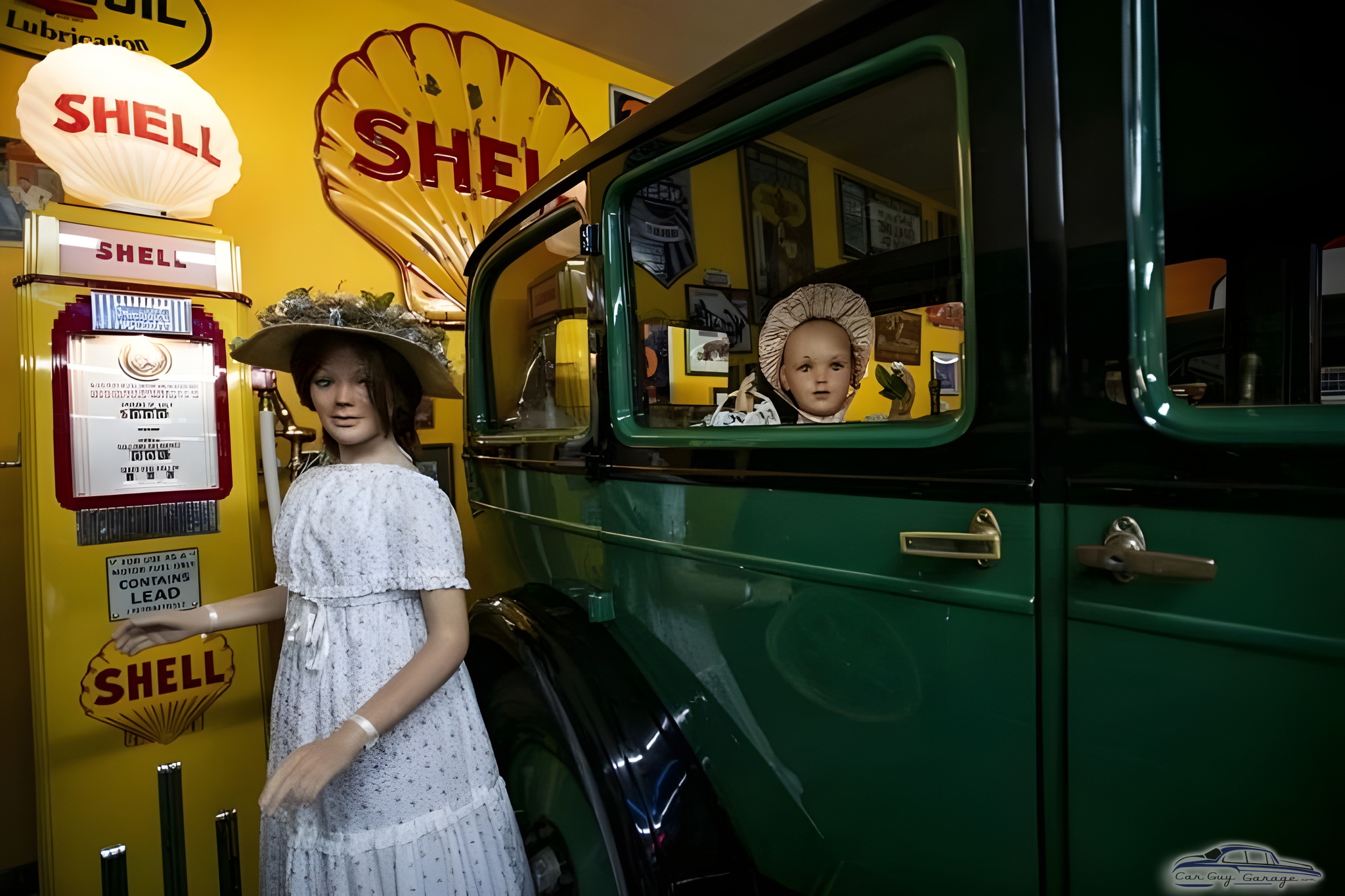 Vintage Shell Gas Pump and Classic Car Display - Rambler Ranch from Elizabeth, CO