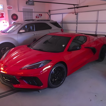 Red Corvette and Neon Garage Signs - Mike from Canton, GA