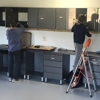 Gray Garage Cabinets and Wall Storage Installation - Anonymous