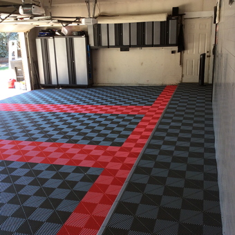 Garage with Modular Tile Flooring and Cabinets - Snowman from Thornton, CO