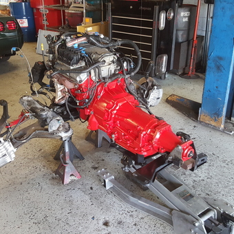 Corvette Engine and Transmission on Jack Stands - Joe from Stuart, FL