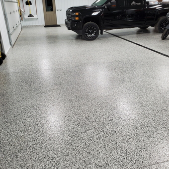 Epoxy Flake Garage Flooring and Storage Racks - Troy from REDWOOD FALLS, MN