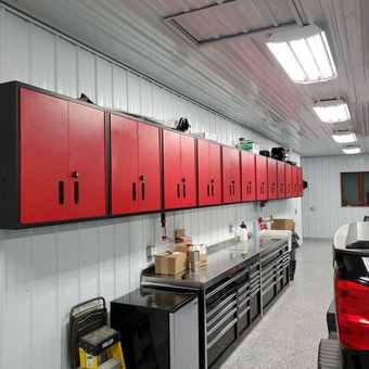 Red Wall Cabinets and Tool Chests in Modern Garage - Troy from REDWOOD FALLS, MN