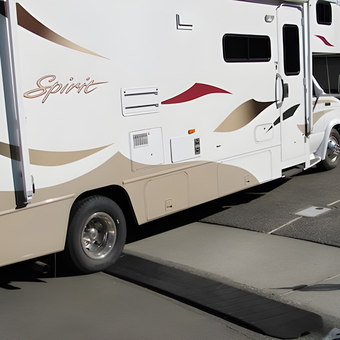RV Crossing Over Heavy Duty Garage Curb Ramp Solution
