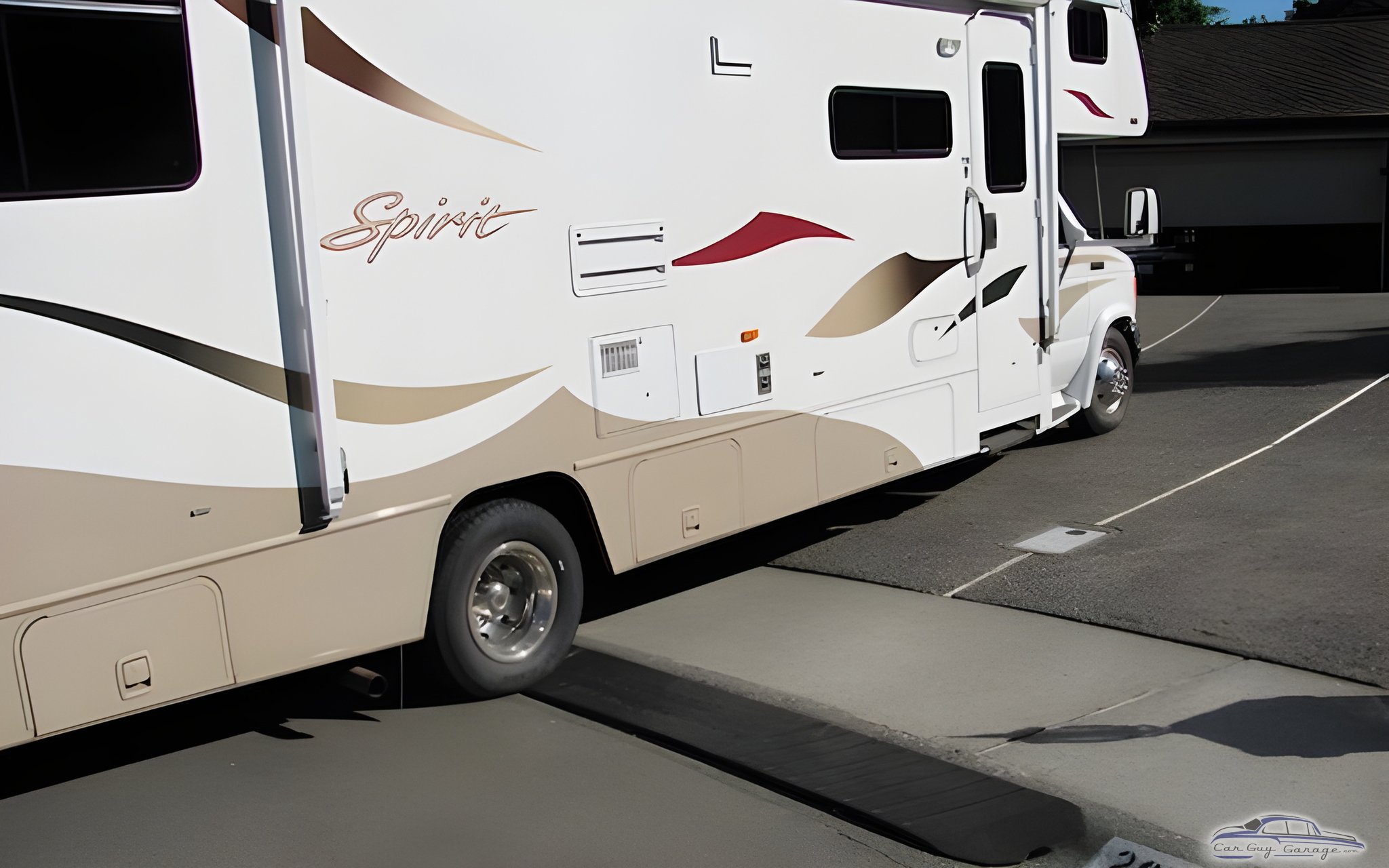 RV Crossing Over Heavy Duty Garage Curb Ramp Solution