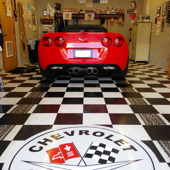 Chevrolet Garage With Black White Tile Floor - RON from HARTFORD, WI