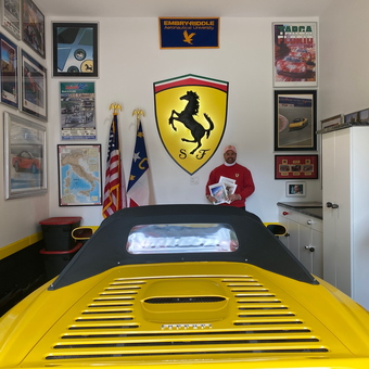 Ferrari-Themed Garage With Wall Art and Flags - Jay from Matthews, NC