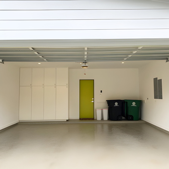 Clean Garage With Storage Cabinets and Bins - Timothy from Houston, TX