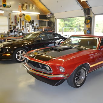 Classic and Modern Mustangs in Organized Garage - Doug from Tupelo, MS