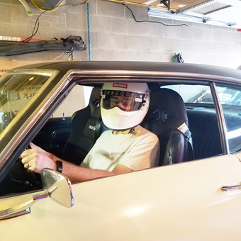 Classic car with racing seat and helmet in garage - Len from Pittsburgh, PA