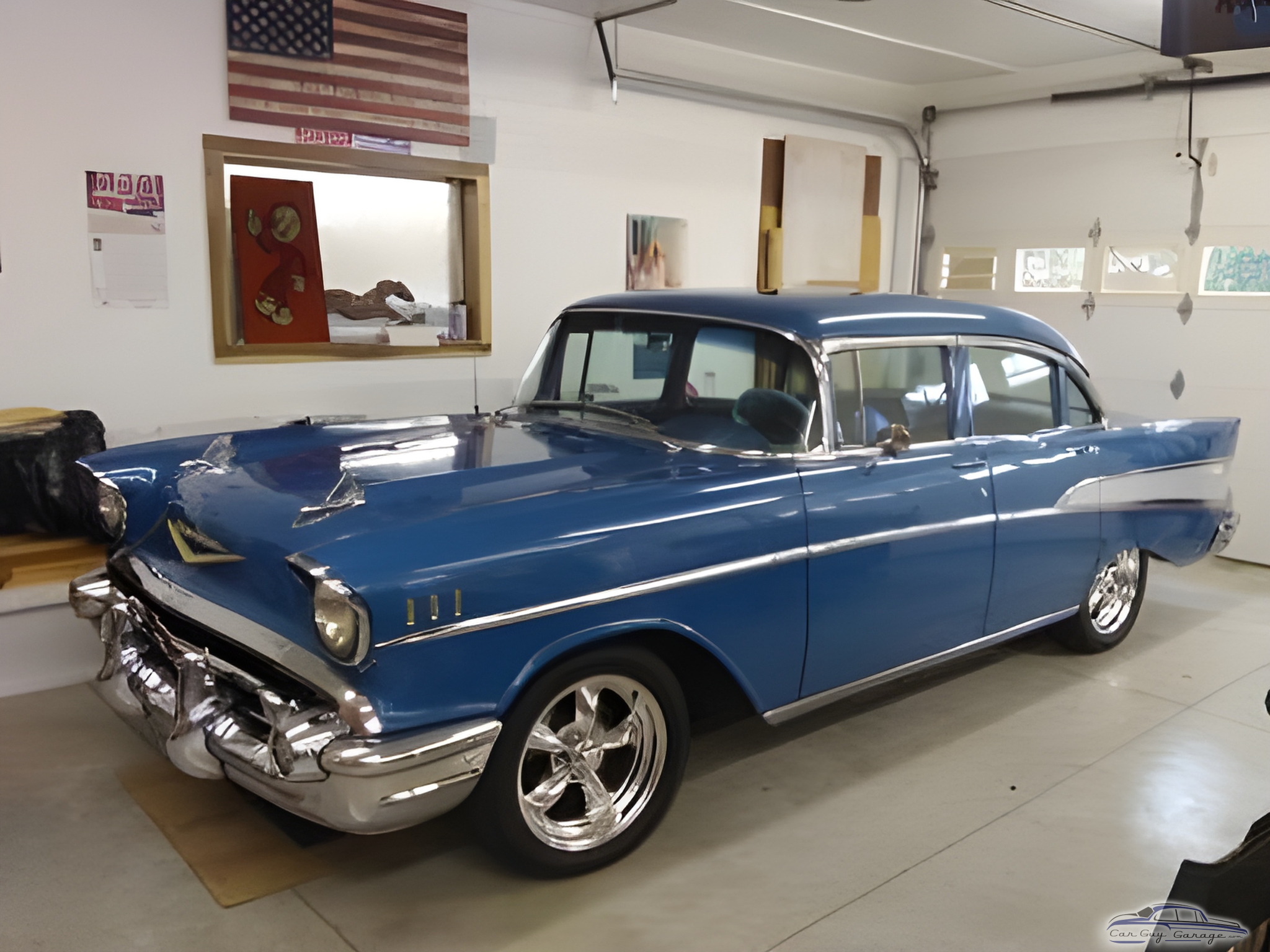 Classic Blue Chevy in Clean Garage with Wall Decor - LARRY from KANNAPOLIS, NC