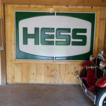 Hess Gas Station Sign and Classic Car Display - Jim from Sterling, MA