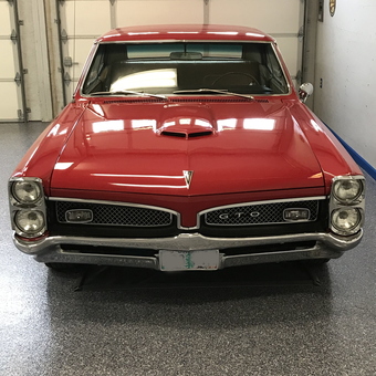 Classic Red Pontiac GTO in Epoxy Floor Garage - Mike from Warren, OR