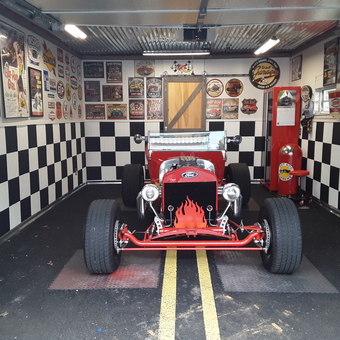 Vintage Hot Rod Garage with Signs and Decor - PAPA from Auburn, NY