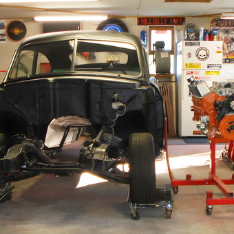 Classic Car Restoration Garage with Engine Stand - Boxcar Billy from EAST MOLINE, IL