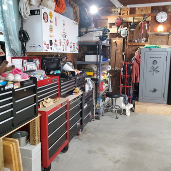 Organized garage with tool chests and storage cabinets - Barry from Harrington, DE