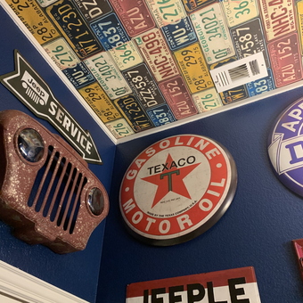 Vintage License Plate Ceiling and Retro Signs - Dana from Blue Ridge, TX