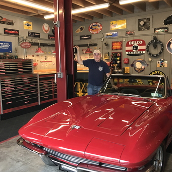 Classic Car Garage With Tool Cabinets and Signs - Harrington Speed Shop from Bronx, NY