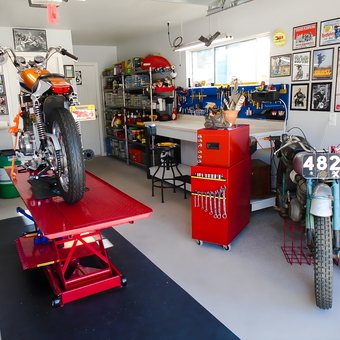 Motorcycle Garage with Tool Storage and Workbenches - Rick from Yucca Valley, CA